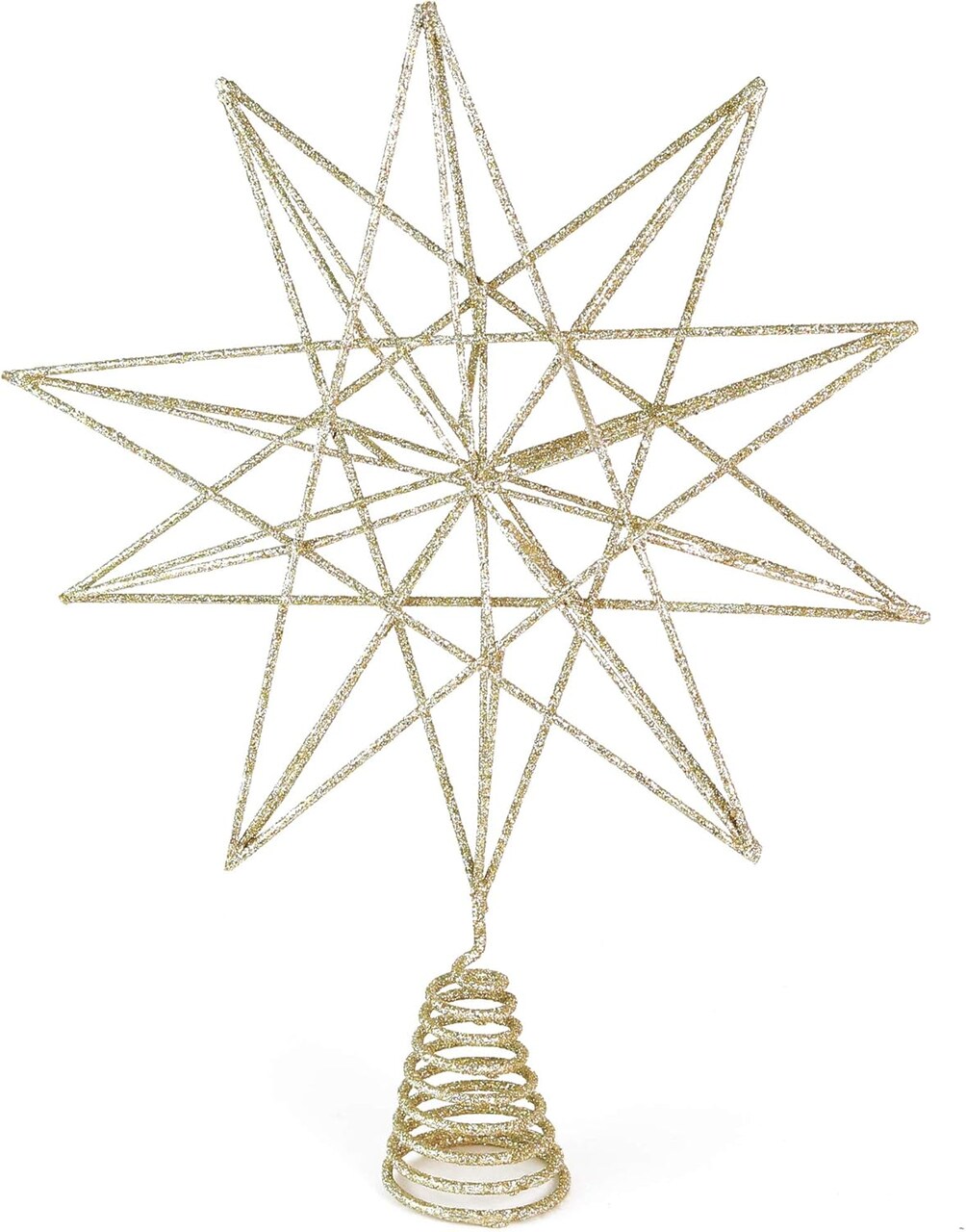christmas Sparkly Metal 3-D Dimensional Hallow Wire Star Xmas Tree Top(Gold)
